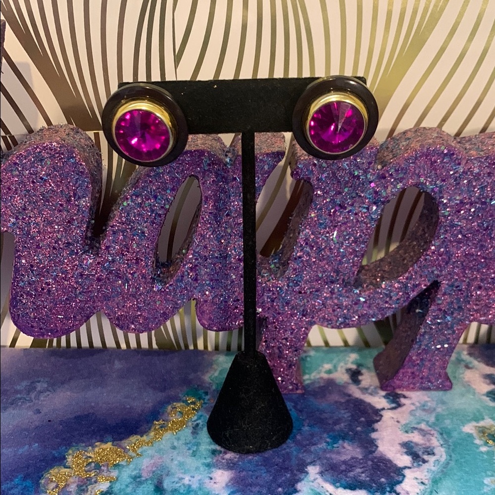 Vintage Purple Gem Stud Earrings